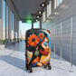 Psychedelic Flowers In Bloom Black Art Hardshell Hardside Lockable Spinner Suitcase Luggage