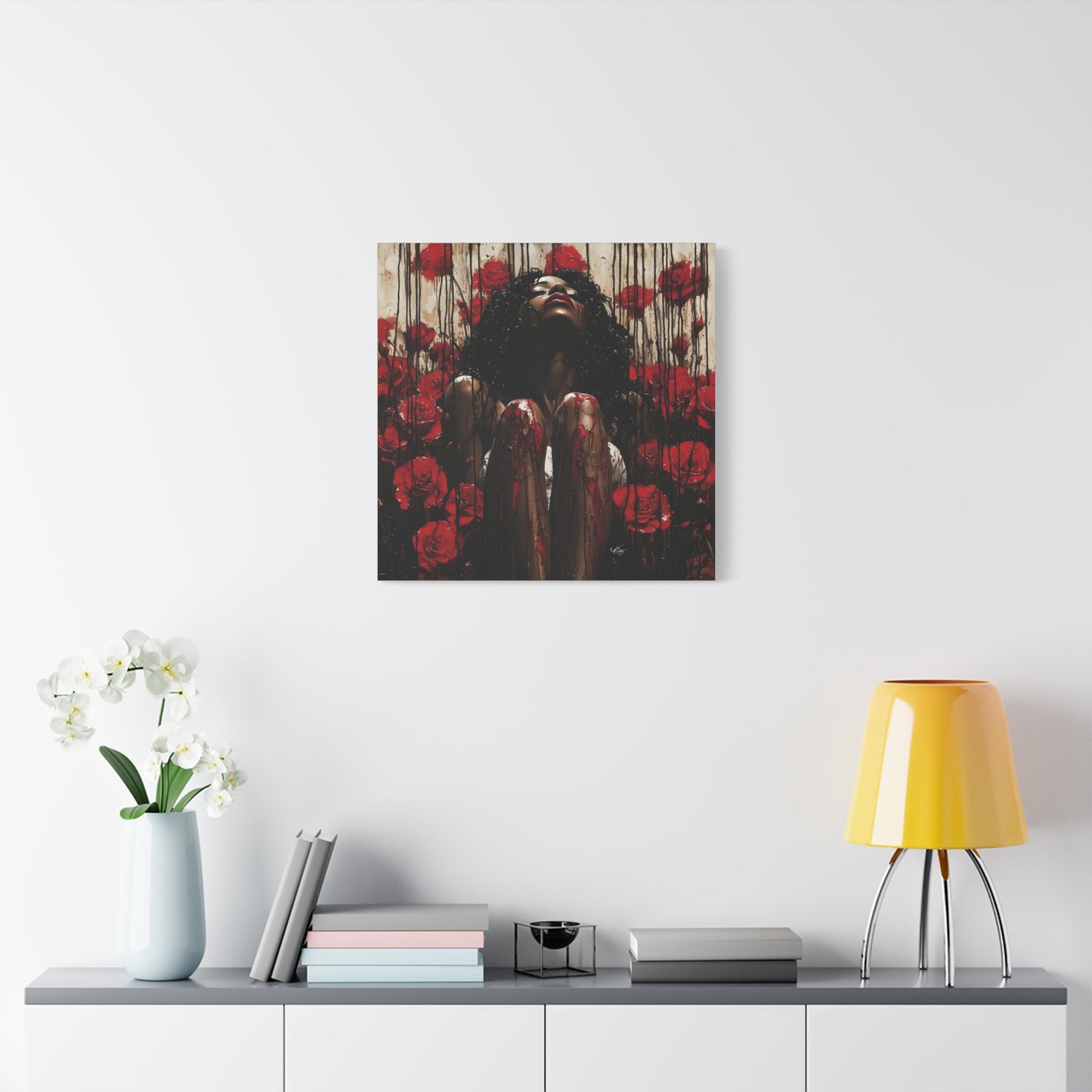 Like A Rose Black Woman Art Canvas Wall Print