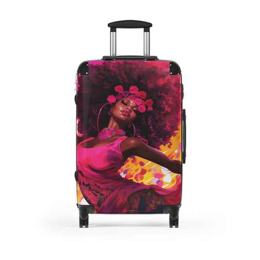 Movements In Pink Black Woman Art Hardshell Hardside Lockable Spinner Suitcase