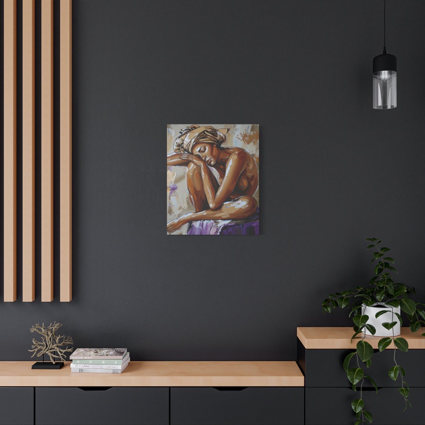 Home Alone Black Woman Art Canvas Wall Print