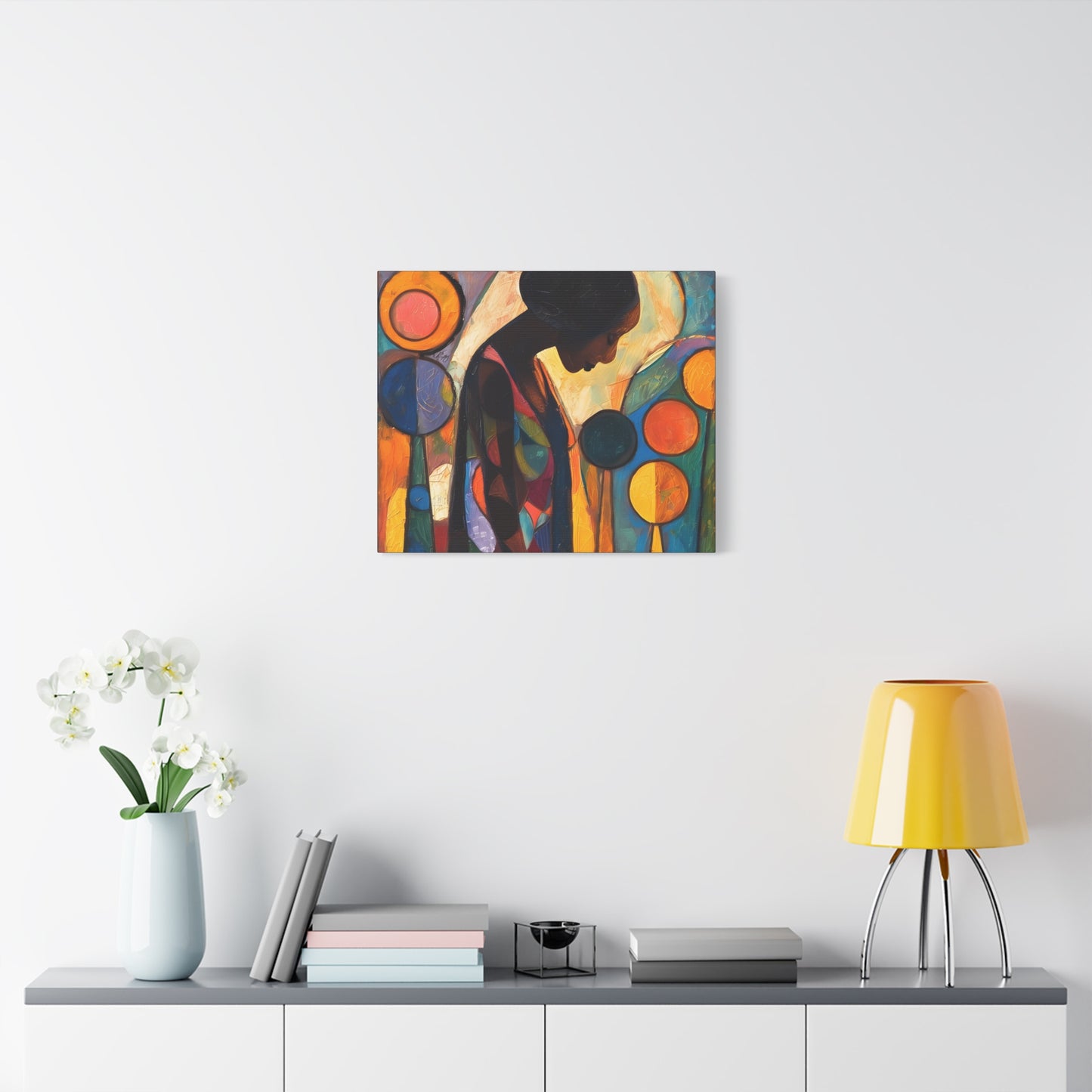 At Peace In Abstract Afrocentric Black Woman Abstract Art Canvas Wall Print - Xtreme Shopper