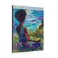 There's Peace By The Sea Afrocentric Black Woman Art Canvas Wall Print