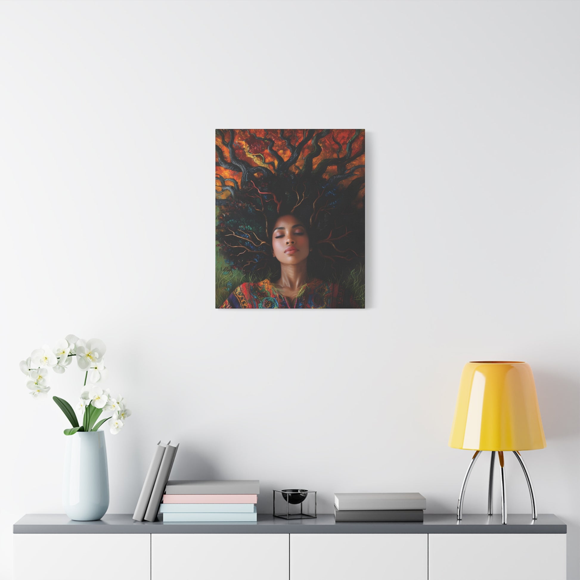 Rooted In My Mind Afrocentric Black Woman Inspirational Spiritual Art Canvas Wall Print - Xtreme Shopper