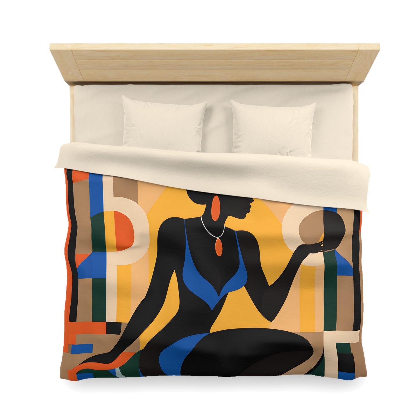 Rising Sun Black Woman Abstract Art Microfiber Duvet Cover