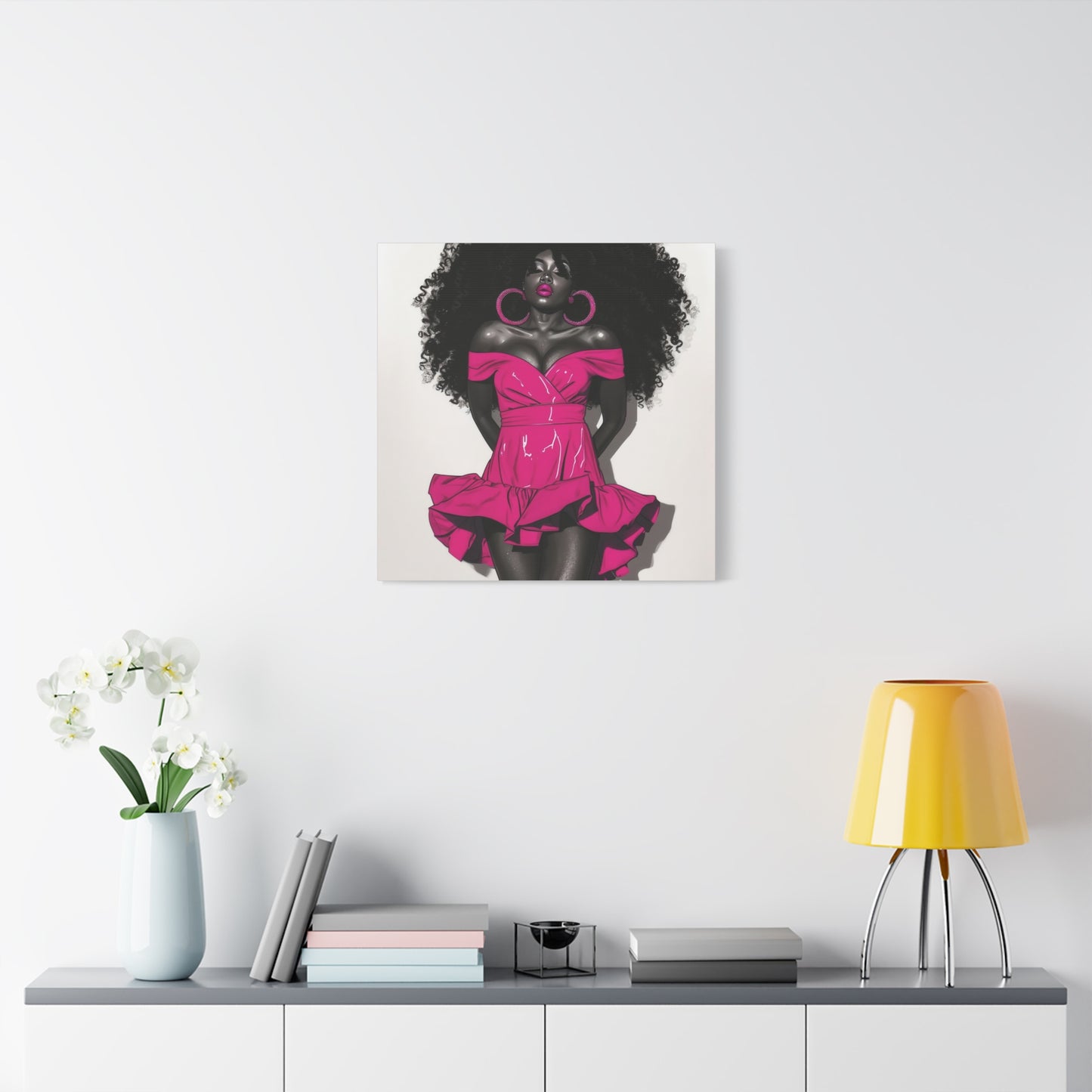 Pink Is My Color Black Woman Art Canvas Wall Print