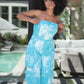 Summer Trends Blue Tie Dye Strapless Utility Jumpsuit