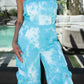 Summer Trends Blue Tie Dye Strapless Utility Jumpsuit