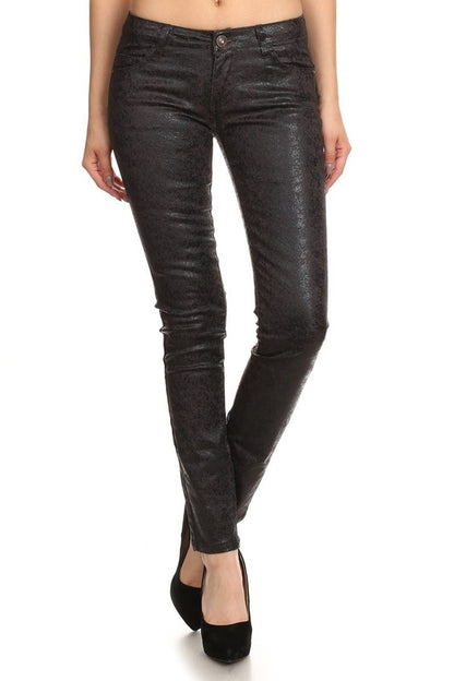 Low Rise Metallic Print Skinny jeans Pants - Xtreme Shopper