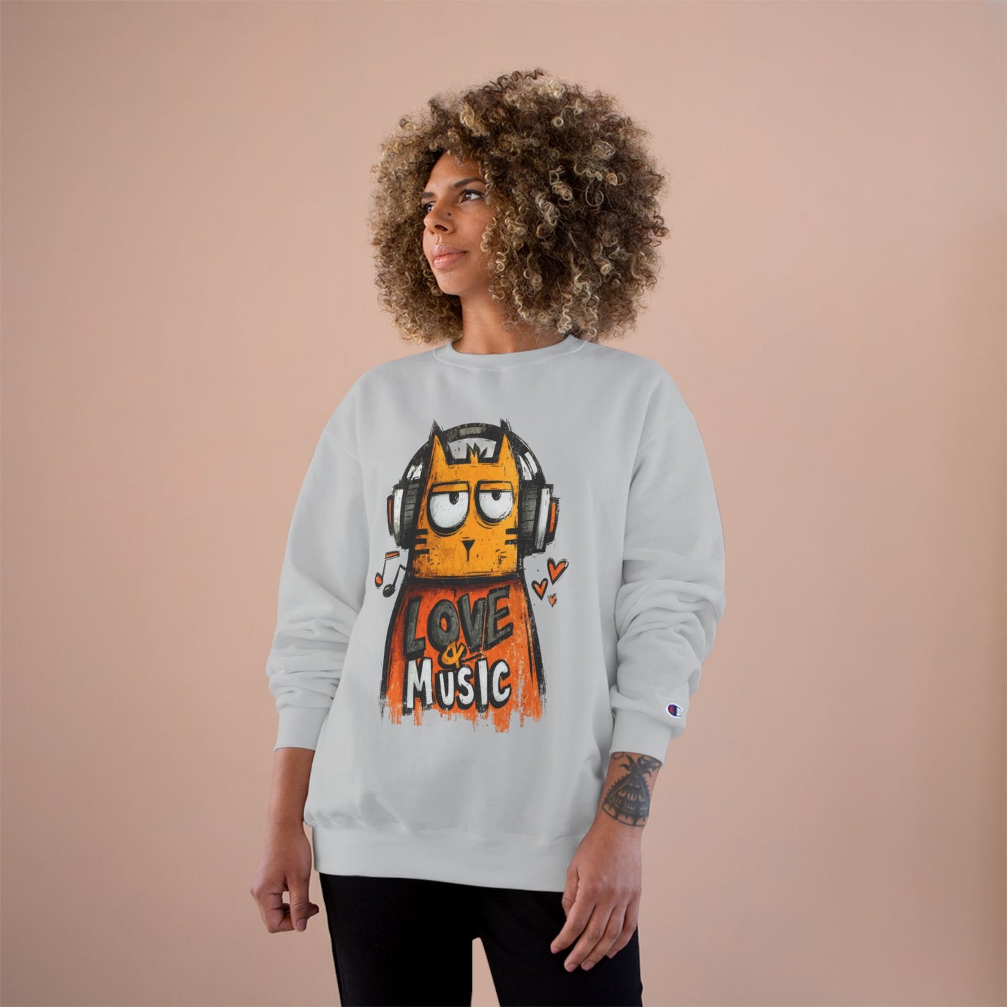 Cats Love and Music Pet Lover Art Streetwear Champion Sweatshirt - Xtreme Shopper