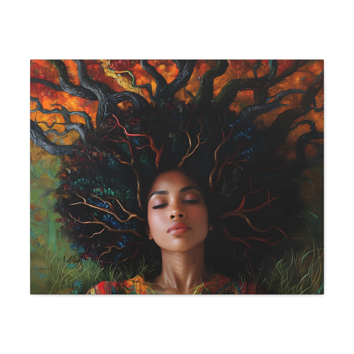 Rooted In My Mind Afrocentric Black Woman Inspirational Spiritual Art Canvas Wall Print - Xtreme Shopper