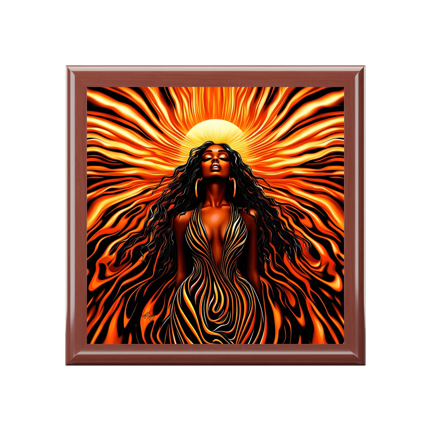 Sun Kissed Black Woman Afrocentric Art Themed Jewelry Box
