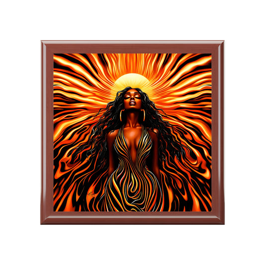Sun Kissed Black Woman Afrocentric Art Themed Jewelry Box