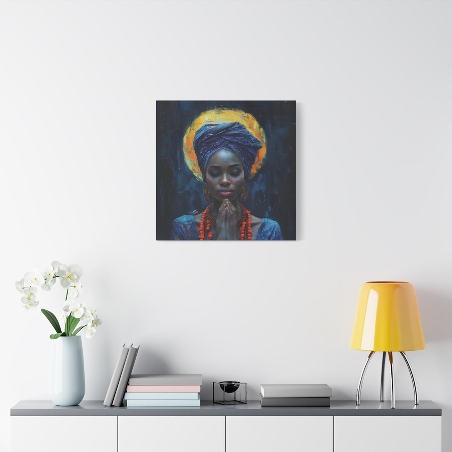 Sunset Relaxation Afrocentric Black Woman Spiritual Art Canvas Wall Print