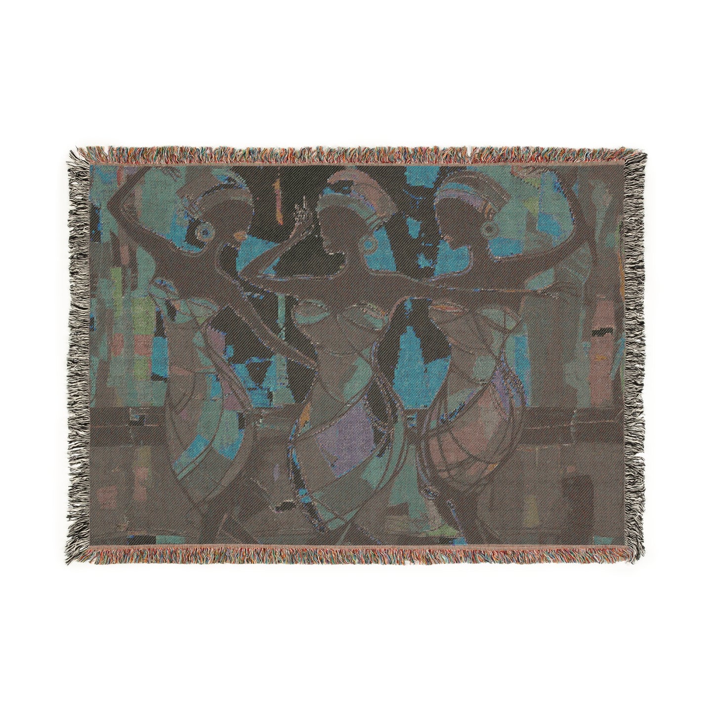 Club Trio Black Woman Art Woven Throw Blanket