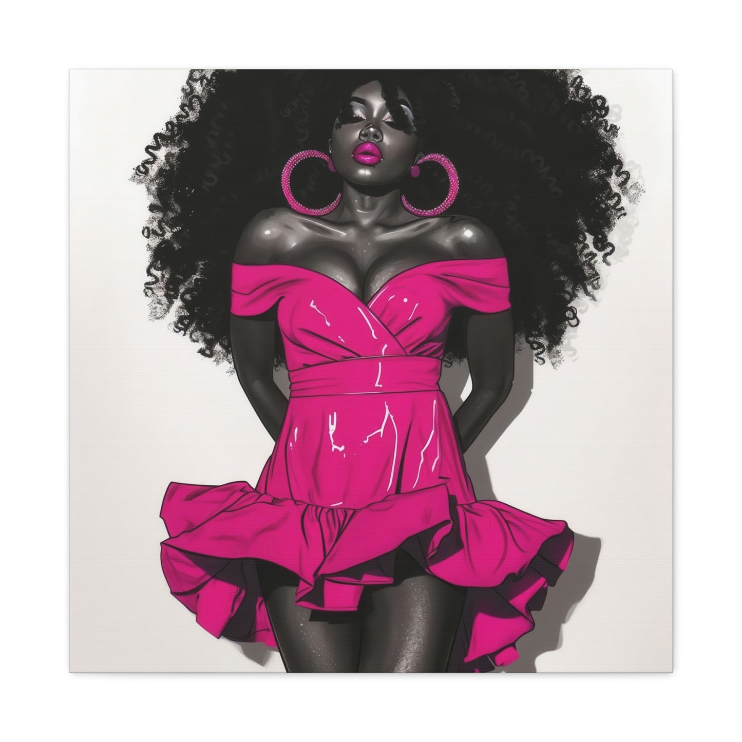 Pink Is My Color Black Woman Art Canvas Wall Print