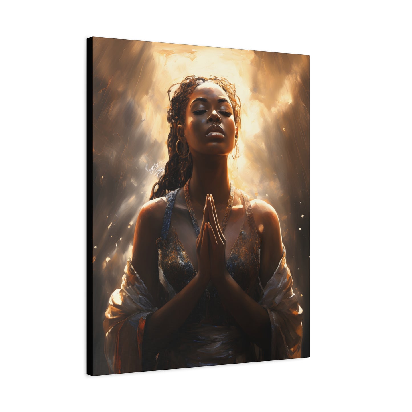 Please Listen To My Prayers Afrocentric Black Inspirational Spiritual Art Canvas Wall Print - Xtreme Shopper