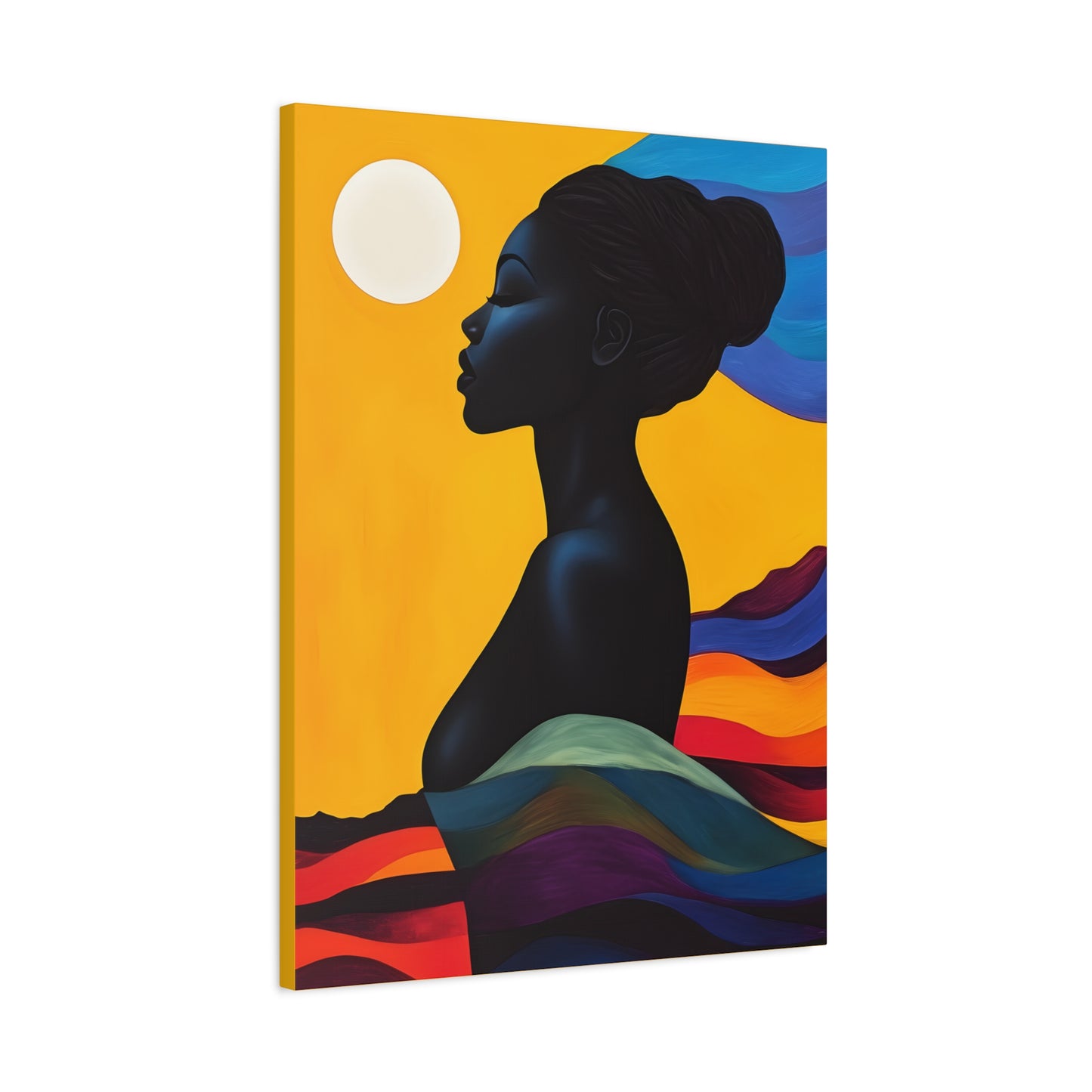 Serenity In Full Color Black Woman Art Canvas Wall Print
