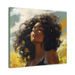Stop And Smell The Flowers Afrocentric Black Woman Inspirational Message Artwork Canvas Wall Print