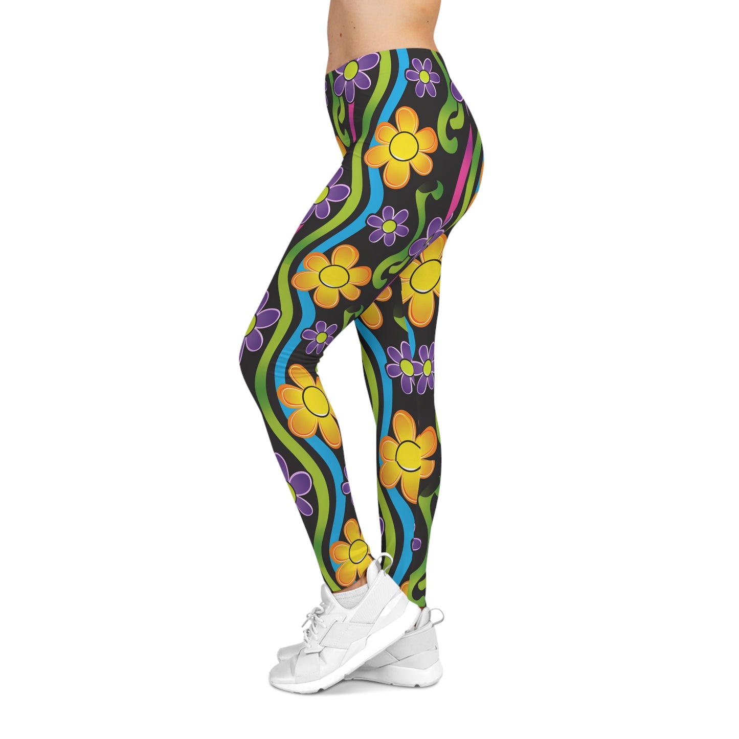 Daisies Are Forever Floral Printed Yoga Pants Leggings