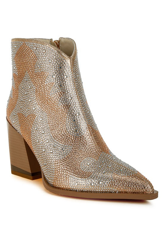 Mugler Rhinestones Embellished Western Ankle Boots - Xtreme Shopper