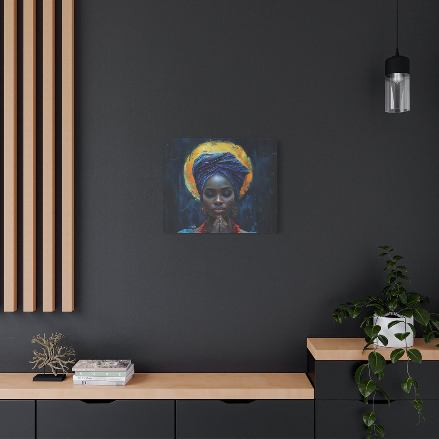 Sunset Relaxation Afrocentric Black Woman Spiritual Art Canvas Wall Print