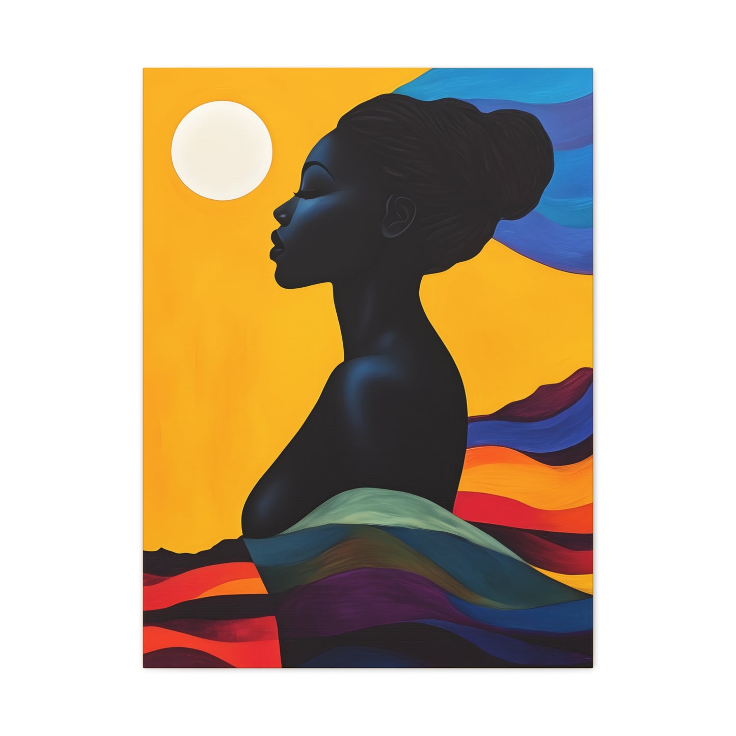 Serenity In Full Color Black Woman Art Canvas Wall Print
