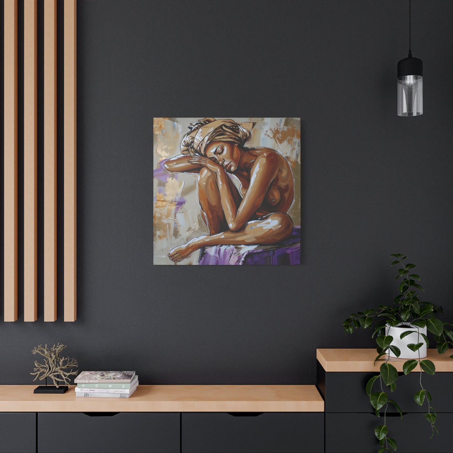 Home Alone Black Woman Art Canvas Wall Print