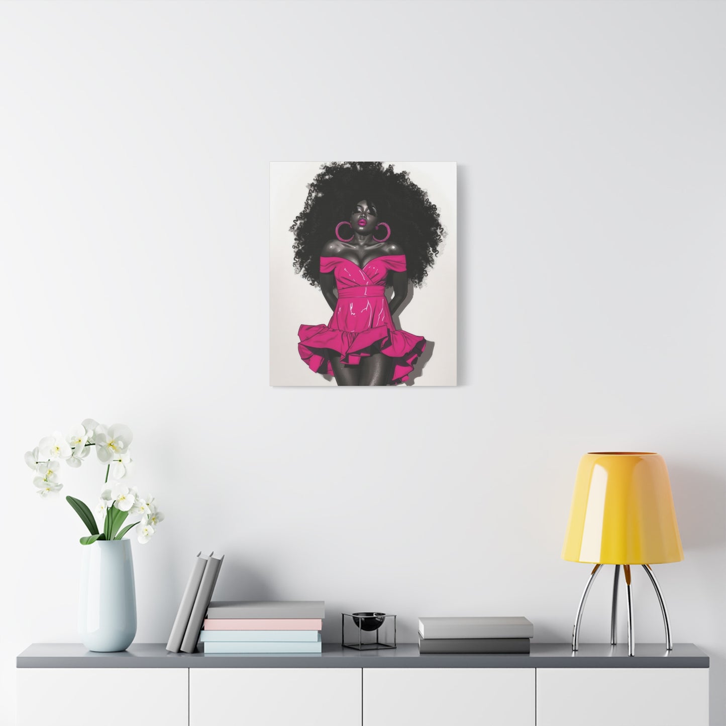 Pink Is My Color Black Woman Art Canvas Wall Print