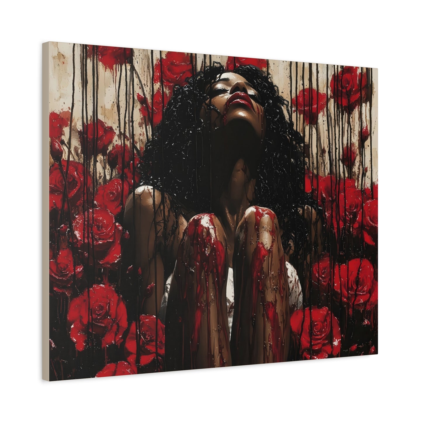 Like A Rose Black Woman Art Canvas Wall Print