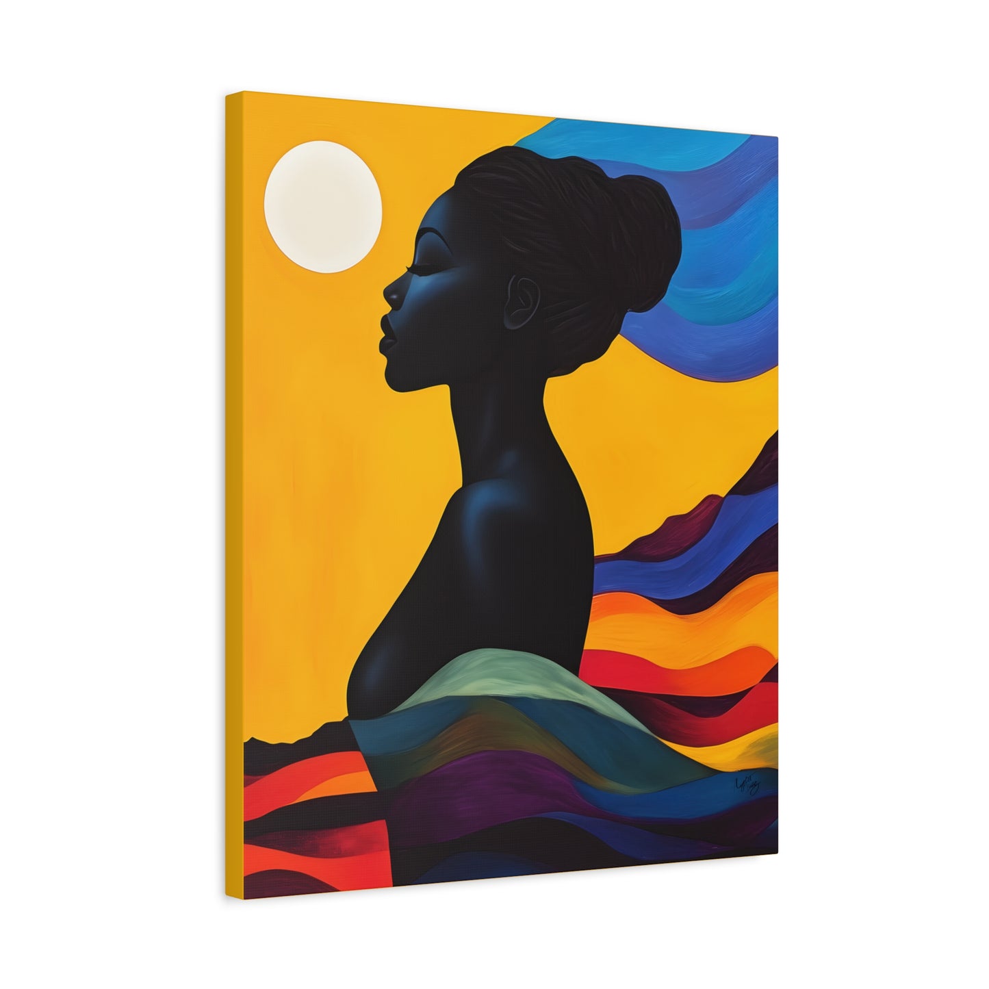 Serenity In Full Color Black Woman Art Canvas Wall Print