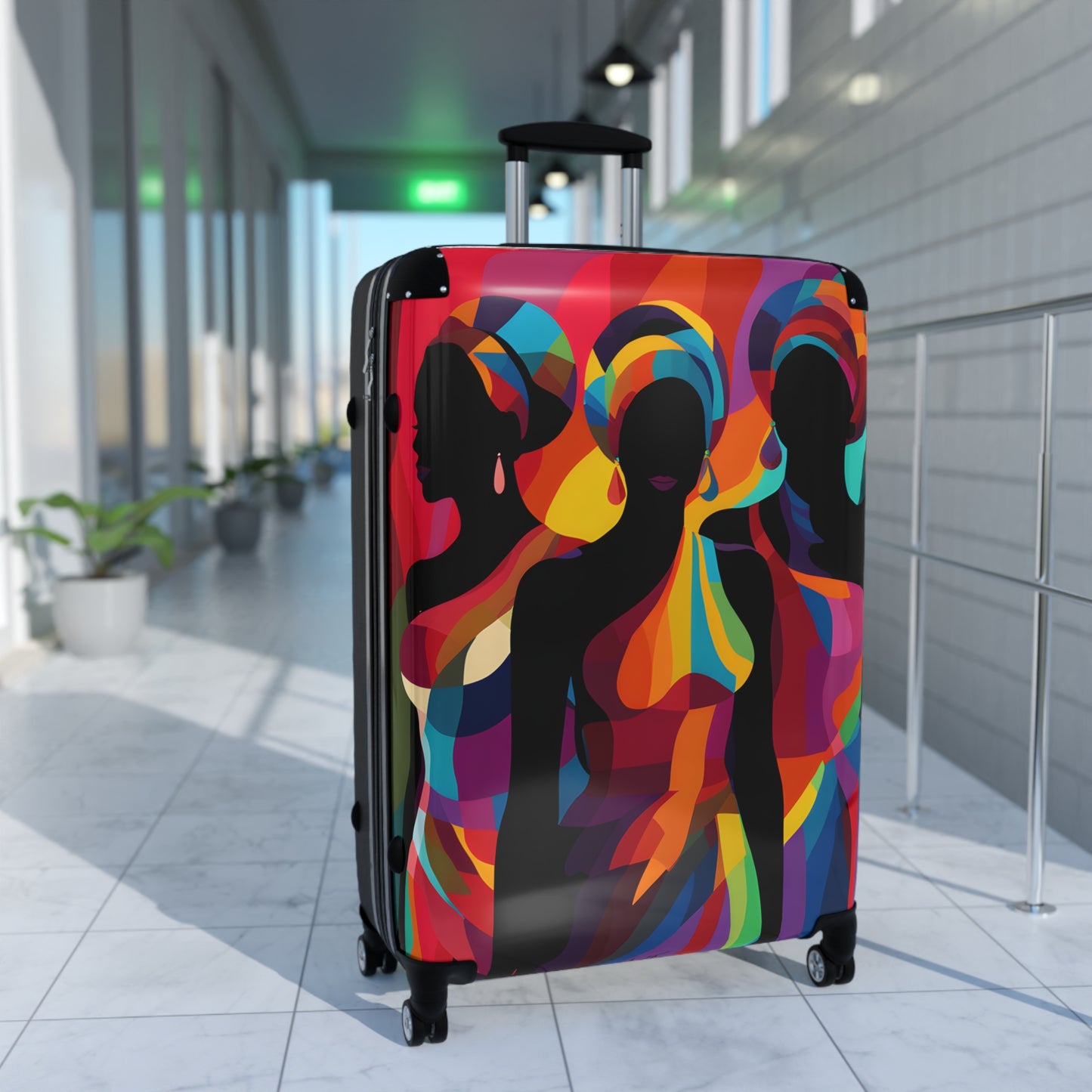 Girlfriends In Abstract Black Woman Art Hardshell Hardside Lockable Spinner Suitcase