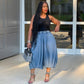 Trendy Cropped Wide Leg Denim Pants