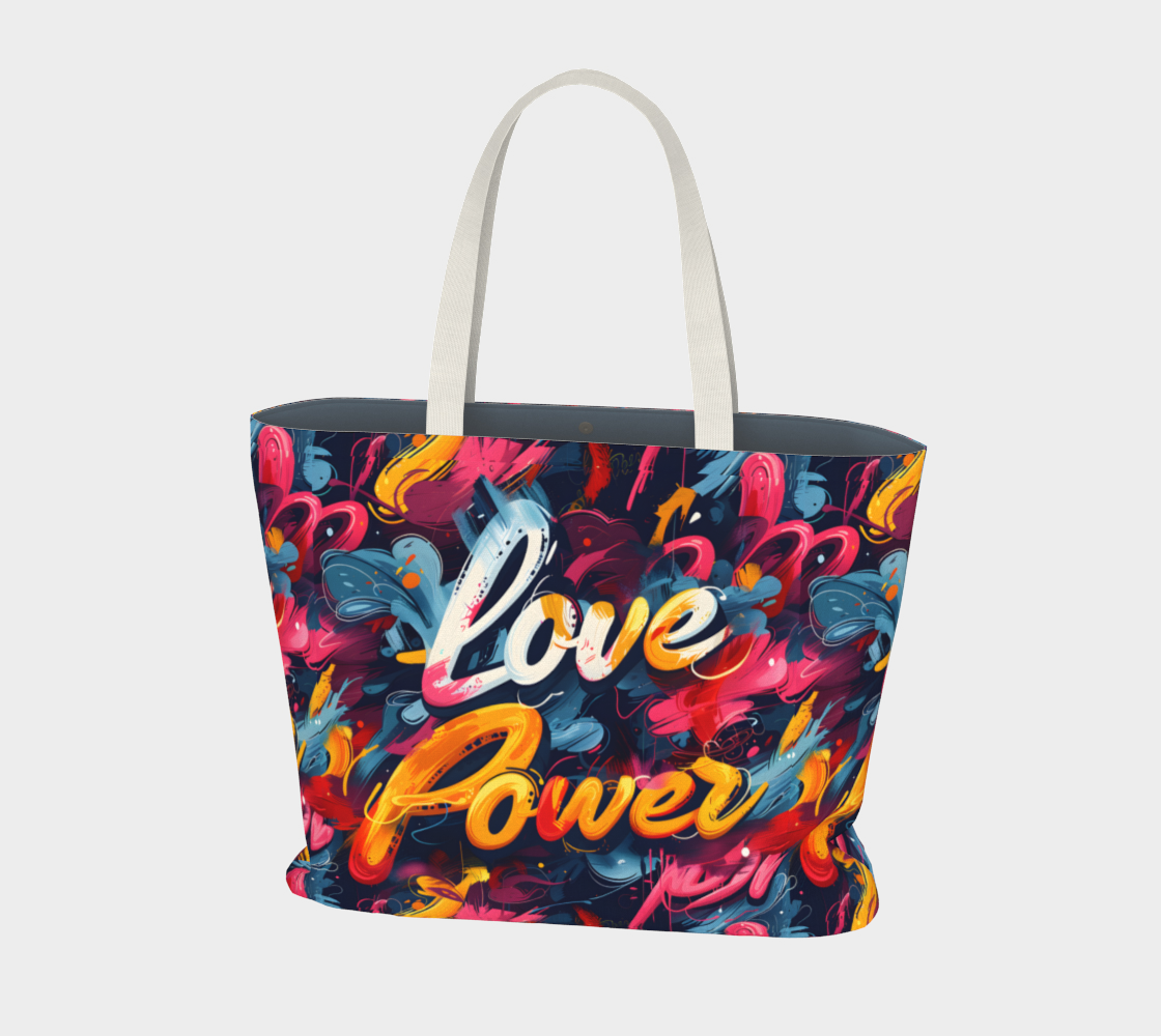 Love Power Premium Large Heavyweight Canvas Shopping Tote Bag