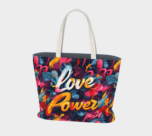 Love Power Premium Large Heavyweight Canvas Shopping Tote Bag