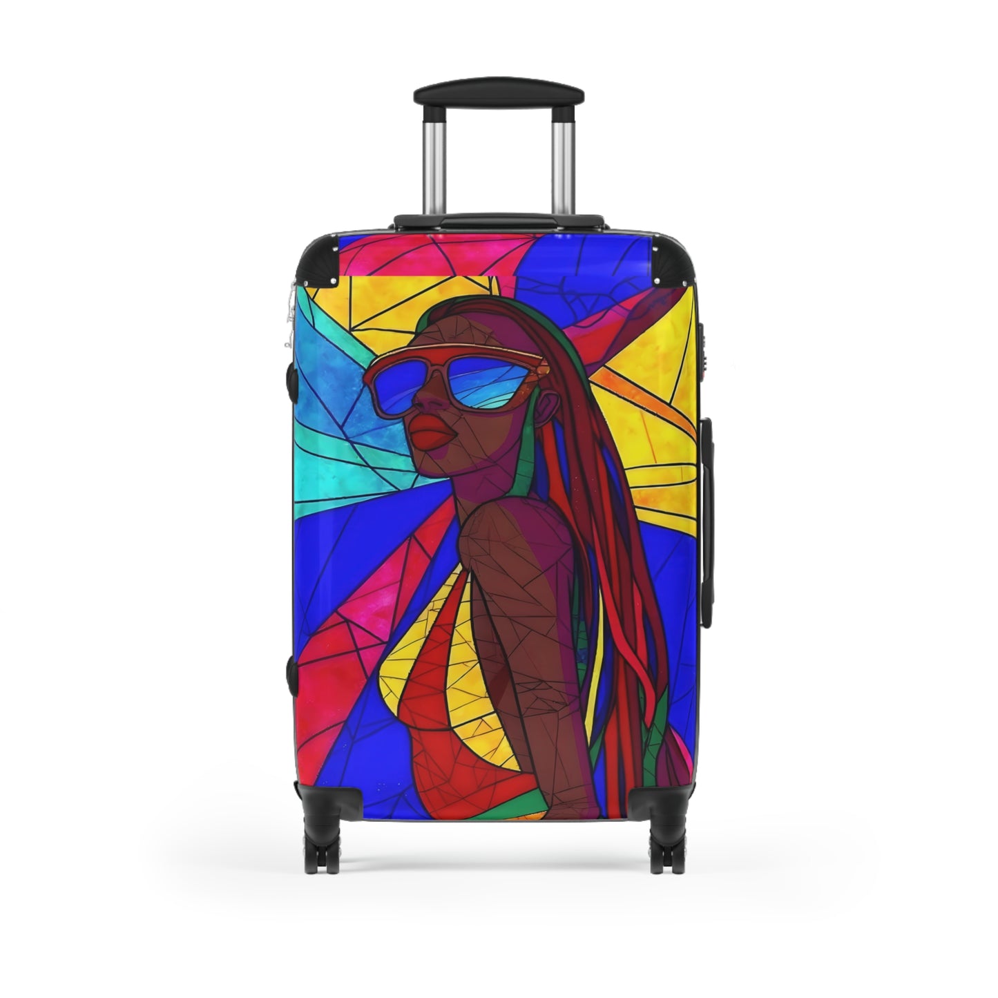 Afro Fractal Vacay Black Art Hardshell Hardside Lockable Spinner Suitcase Luggage