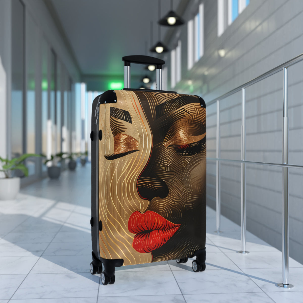 Peaceful Days Black Woman Art Hardshell Hardside Lockable Spinner Suitcase