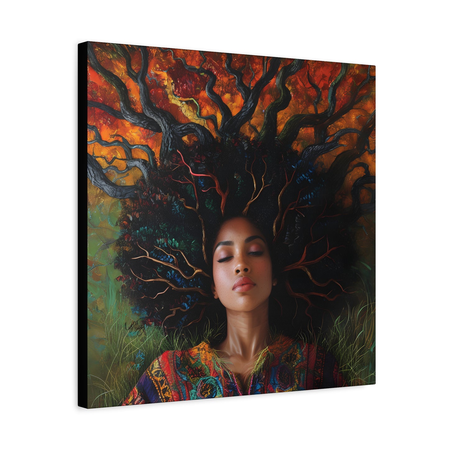 Rooted In My Mind Afrocentric Black Woman Inspirational Spiritual Art Canvas Wall Print - Xtreme Shopper