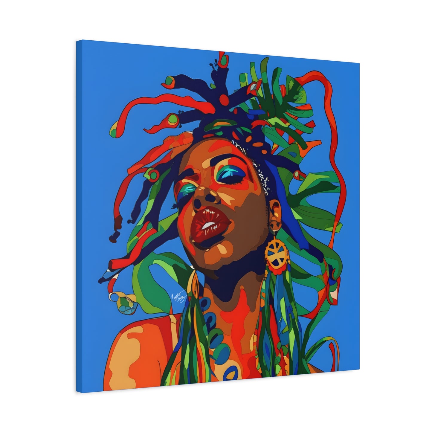 I'm Feeling It Afrocentric Black Woman Abstract Art Canvas Wall Print
