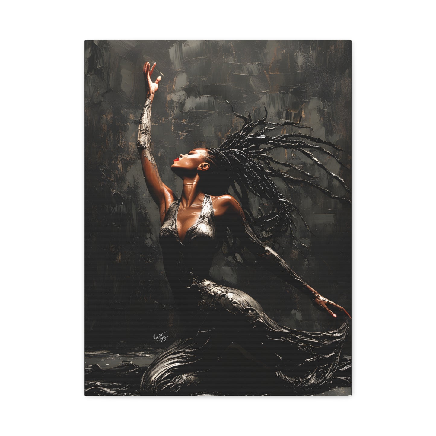 Dance In The Dark Afrocentric Black Woman Art Canvas Wall Print