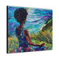 There's Peace By The Sea Afrocentric Black Woman Art Canvas Wall Print