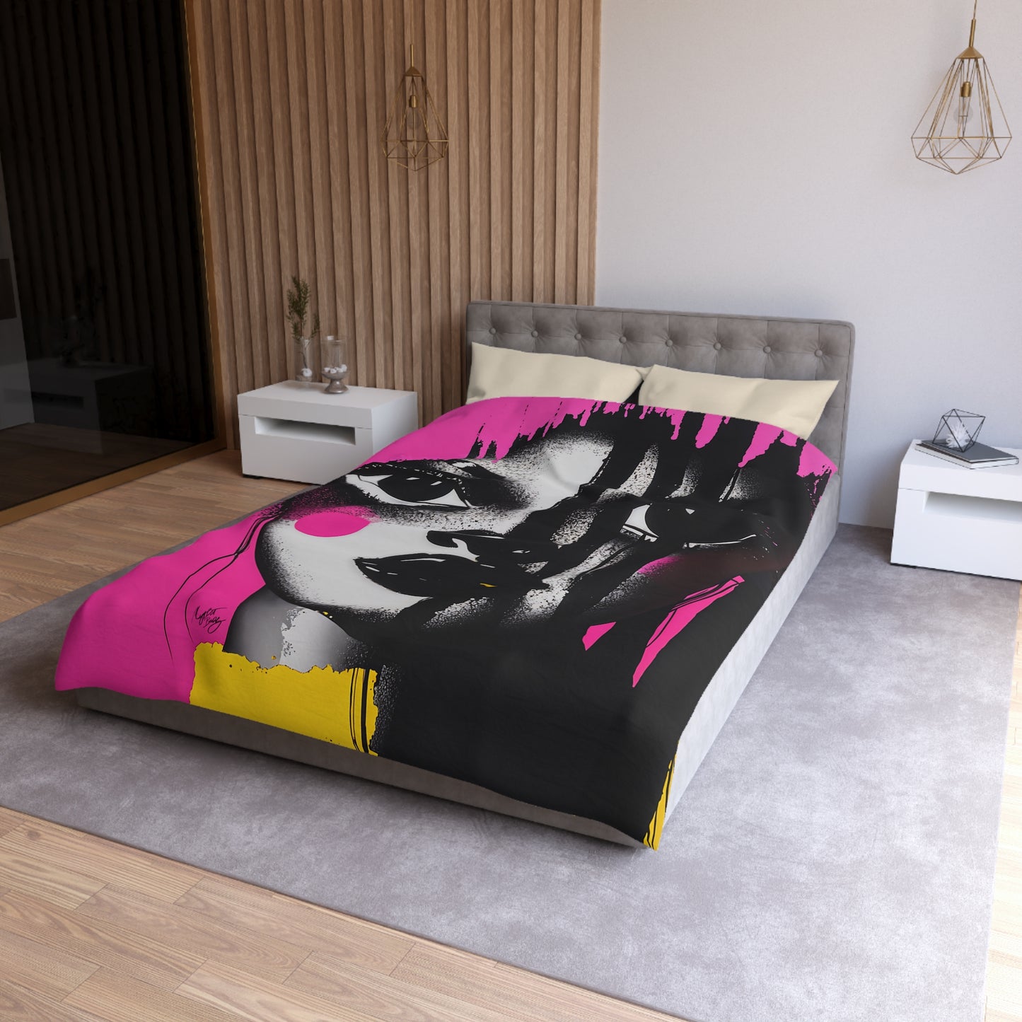 Oversized Thoughts Abstract Black Art Microfiber Duvet Cover