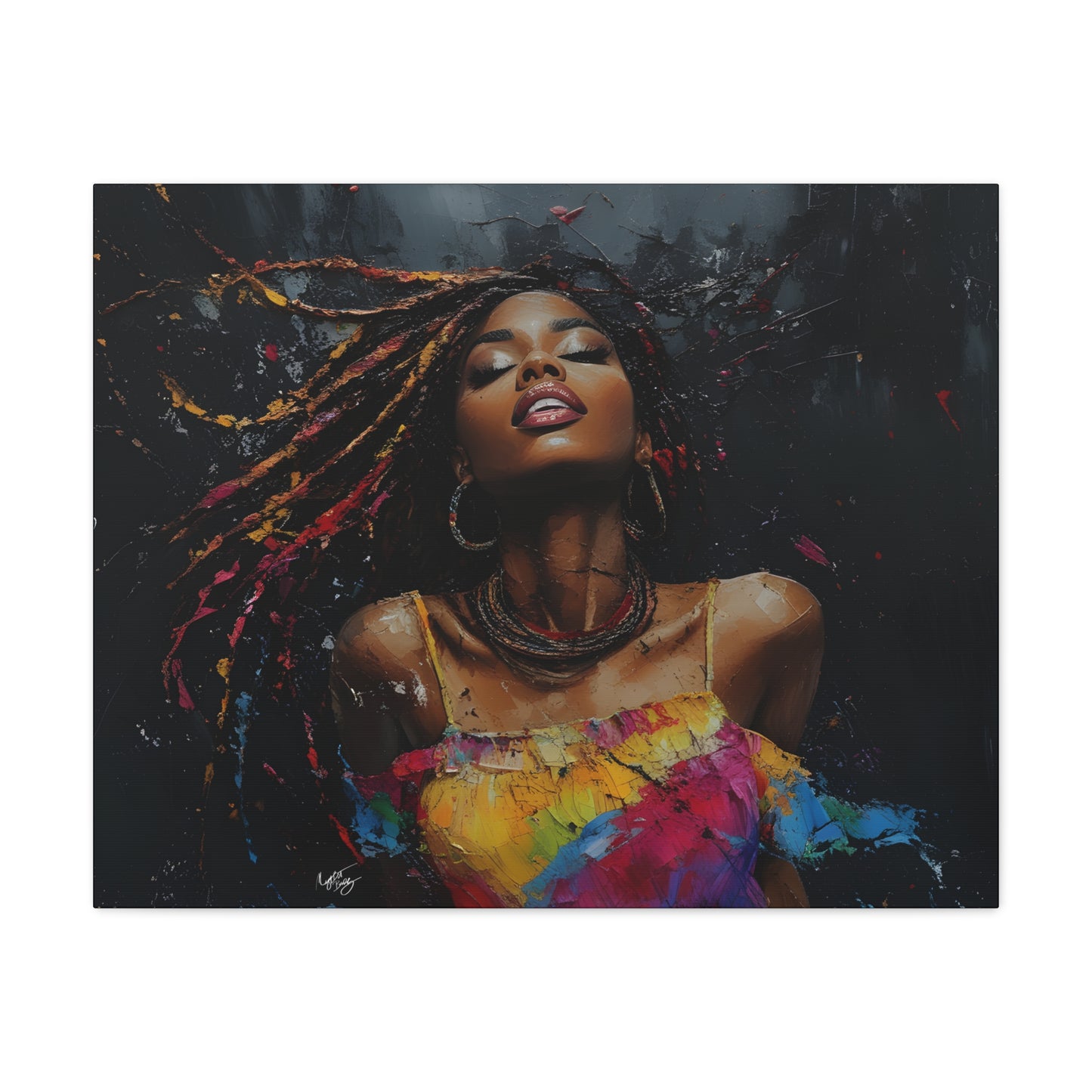 Euphoria Afrocentric Black Woman Abstract Art Canvas Wall Print
