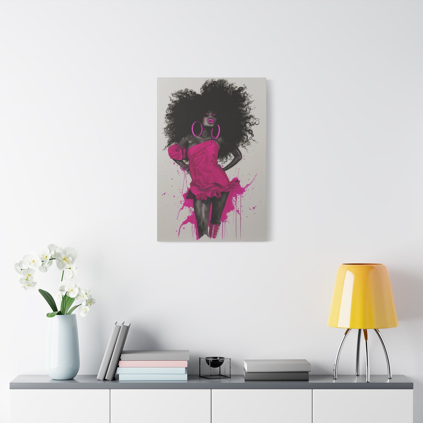 Model Perfect In Pink — Afrocentric Inspirational Black Woman Canvas Wall Art