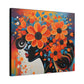 Flowery Thoughts Black Woman Art Canvas Wall Print