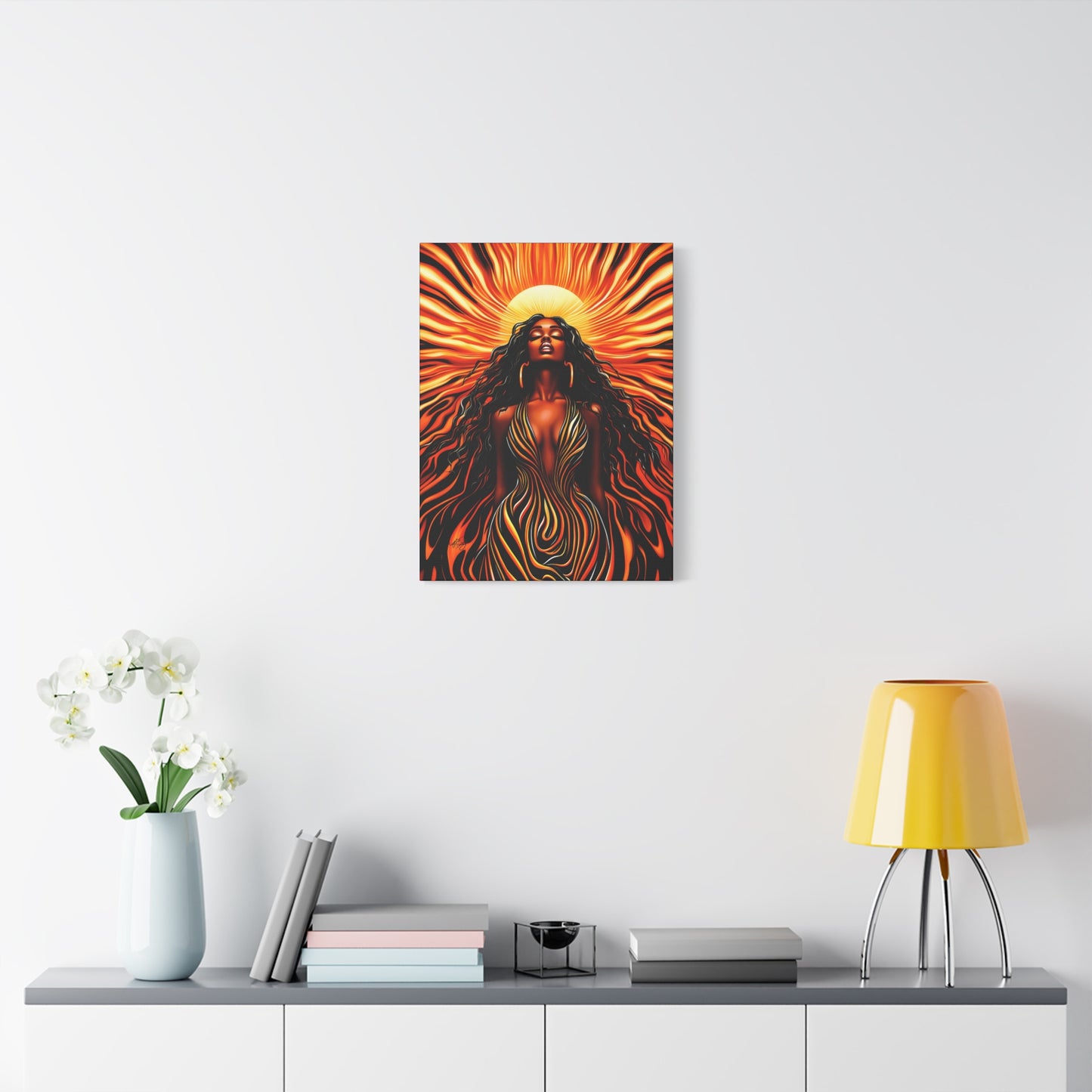 Sunkissed Afrocentric Black Woman Abstract Art Canvas Wall Print
