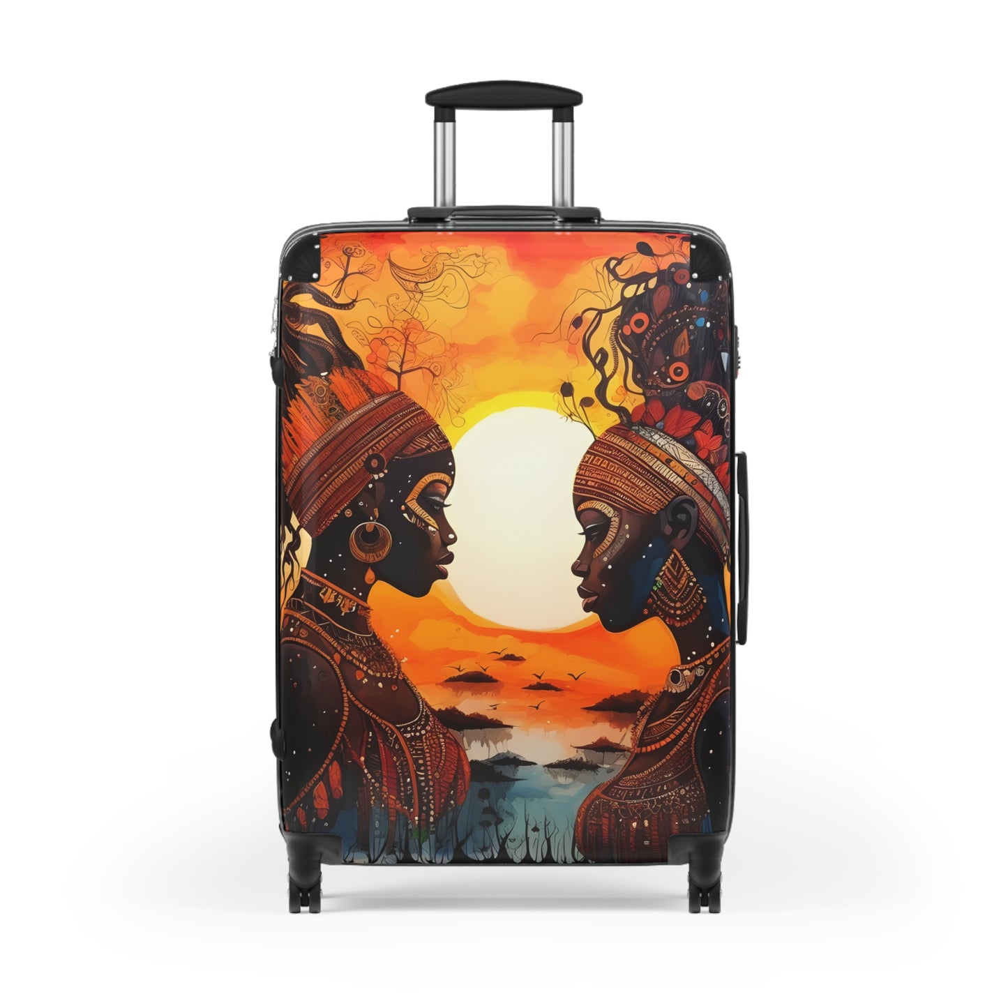 Sisters At Sunrise Black Art Hardshell Hardside Lockable Spinner Suitcase