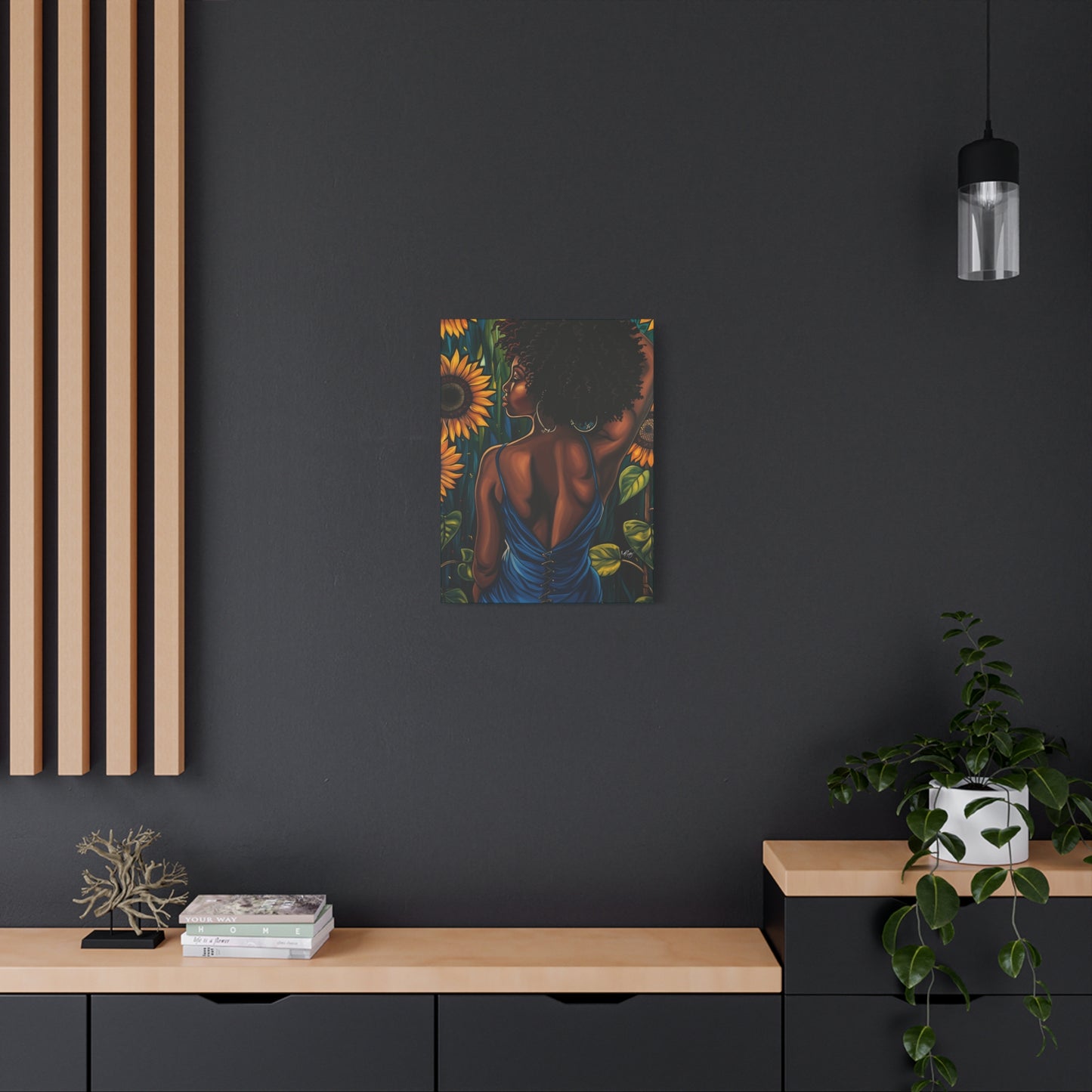 In The Garden Afrocentric Black Woman Art Canvas Wall Print
