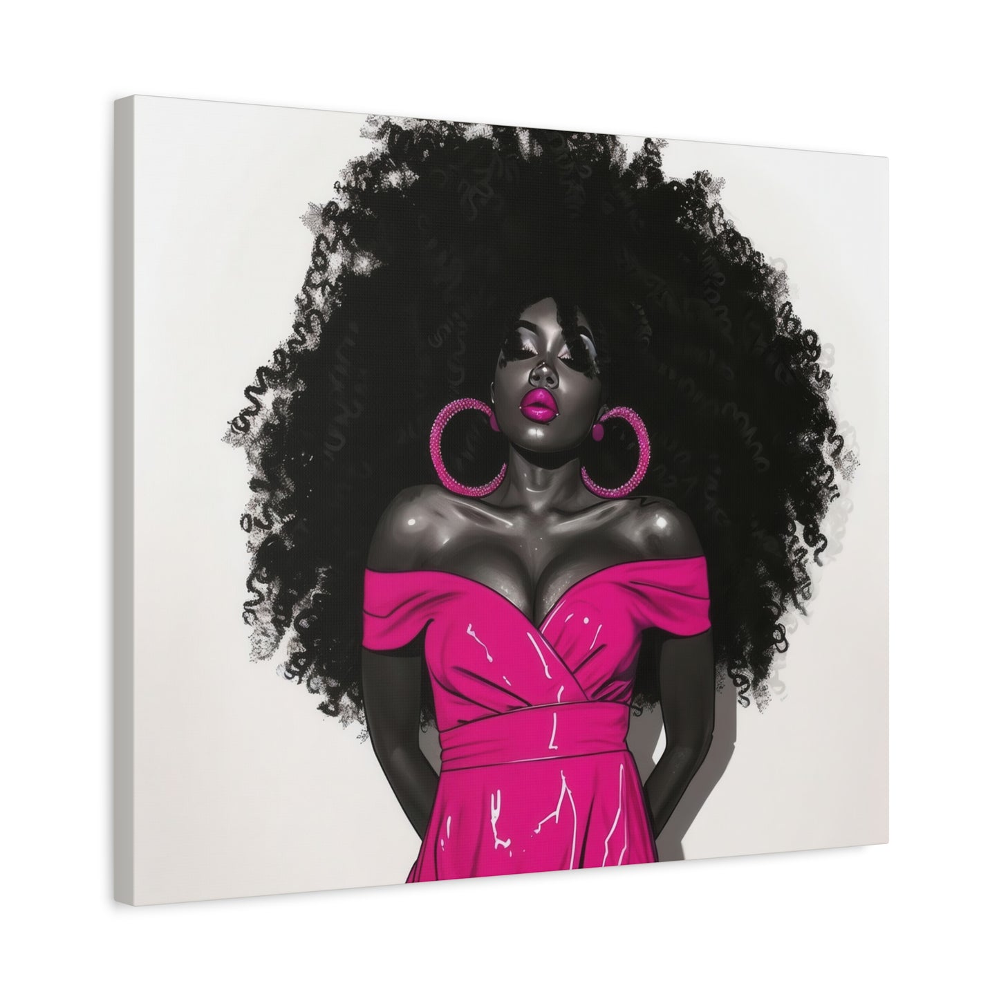 Pink Is My Color Black Woman Art Canvas Wall Print