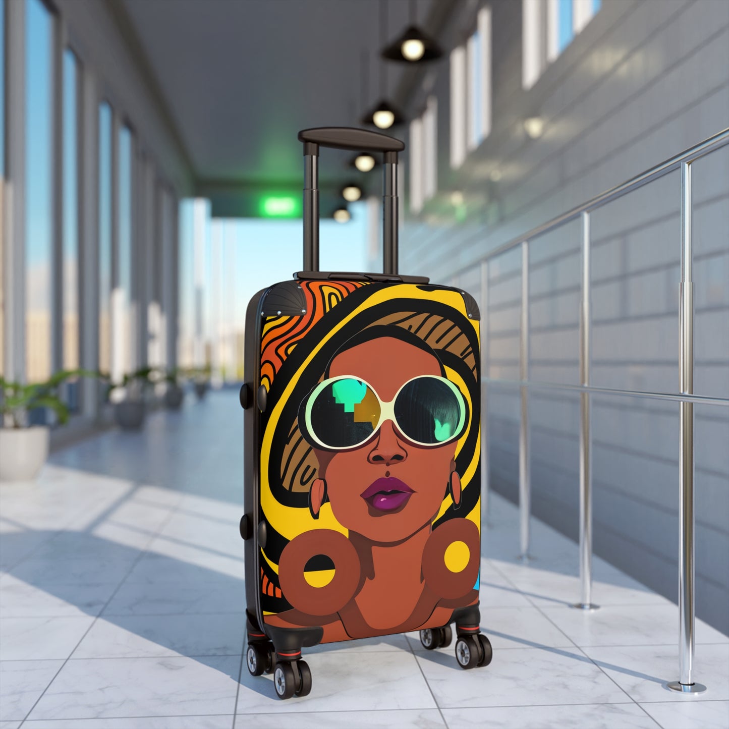 Vacation Vibes Black Woman Art Hardshell Hardside Lockable Spinner Suitcase