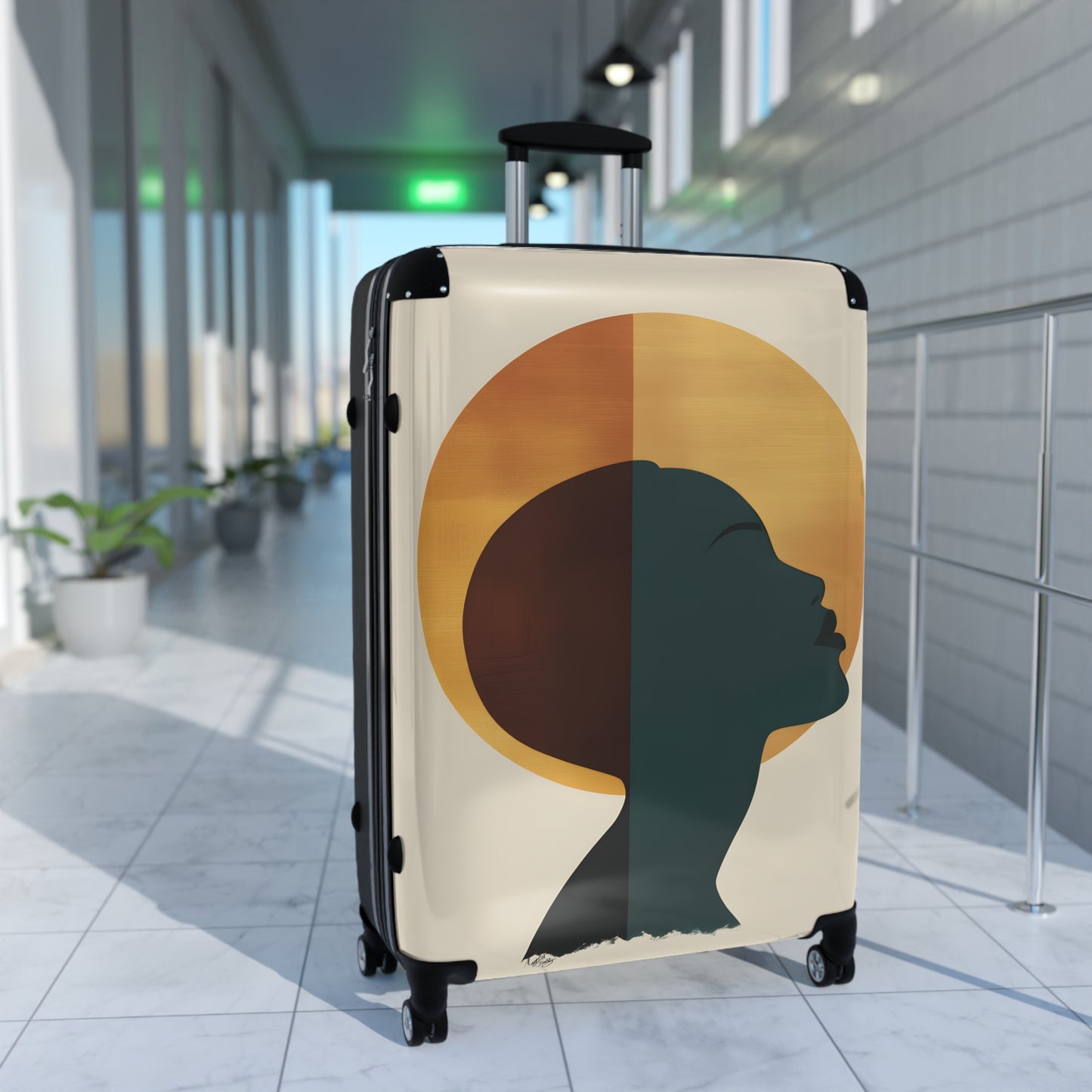Travel Brings Balance Black Art Hardshell Hardside Lockable Spinner Suitcase Luggage